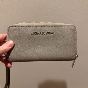 Michael Kors Taupe Wristlet Wallet